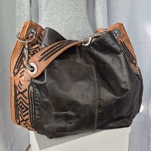 Rebecca Minkoff Navajo Hobo Leather Bag Oversized Southwestern DIY BlackOut Boho
